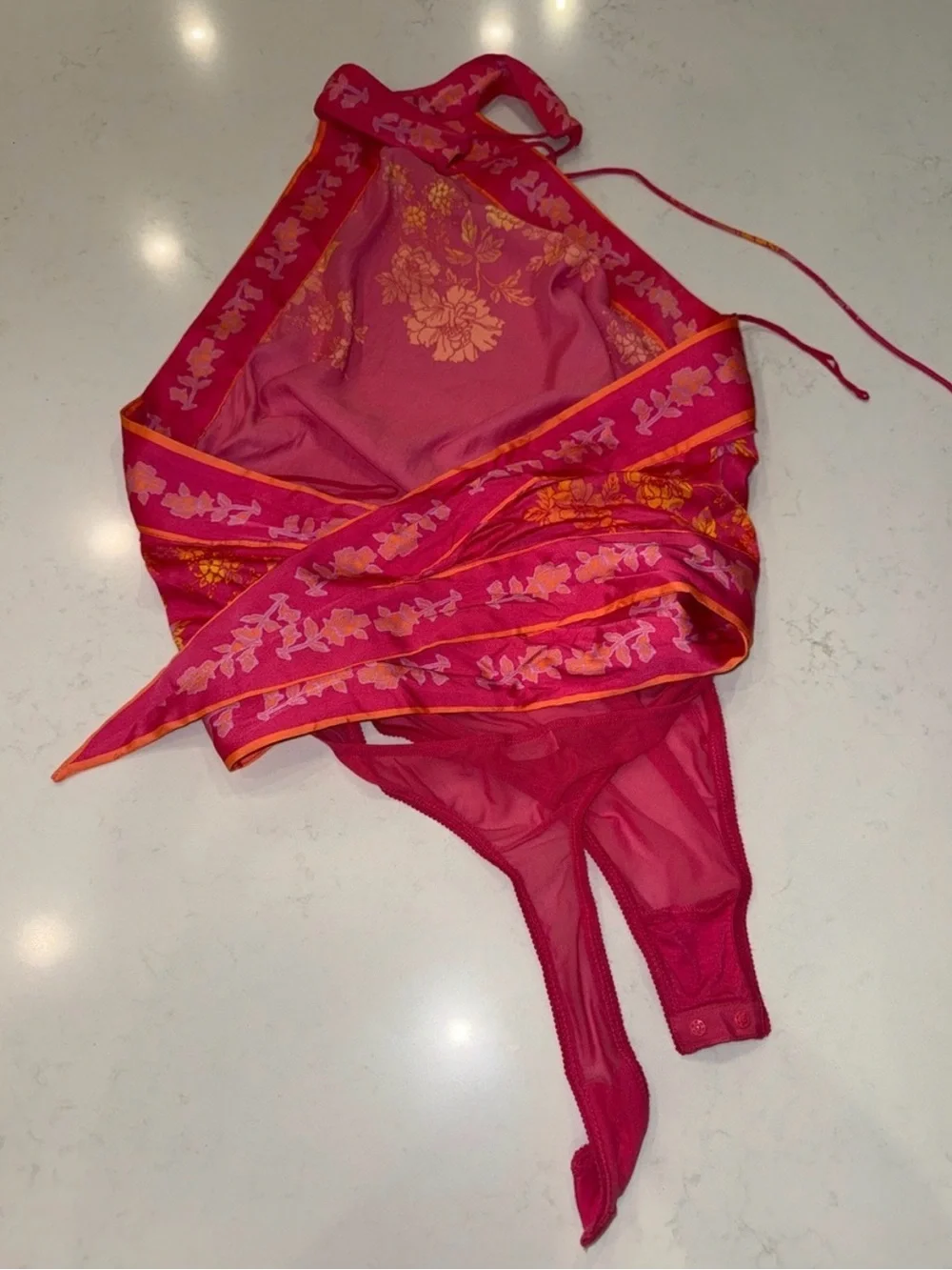 Free People Fuchsia Halter Backless Tie-Back Top - Picture 5 of 7
